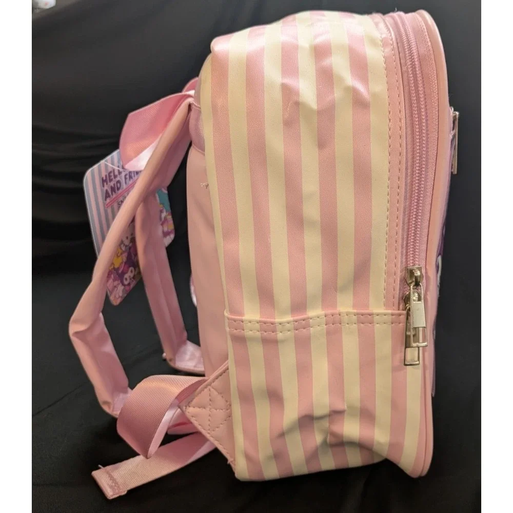 Hello Kitty and Friends Snack Shop Mini Backpack Faux Leather Zip, Pink/White